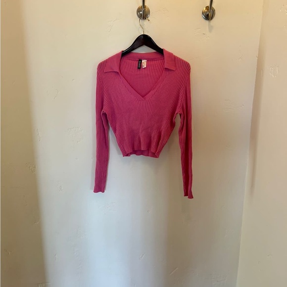 Collared rib knit top H&M pink - Picture 2 of 3